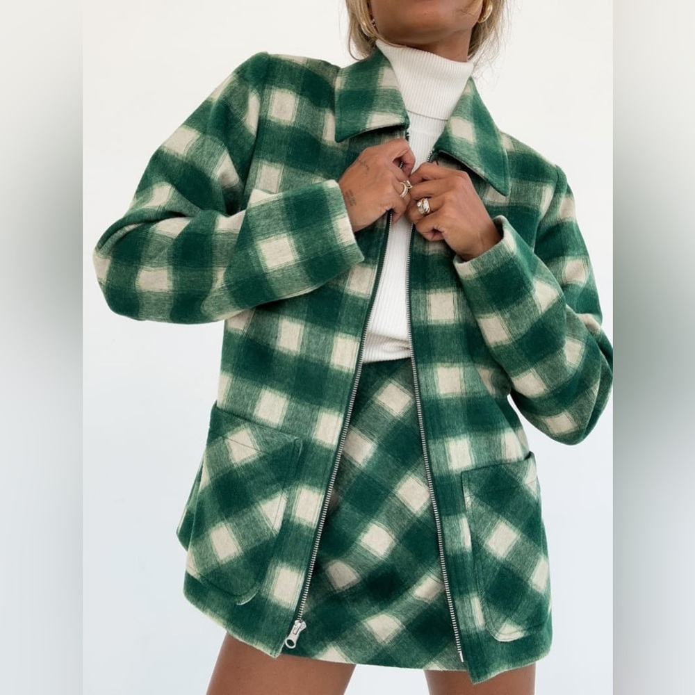Rumored Ranch Chore Jacket Womens S Green Plaid